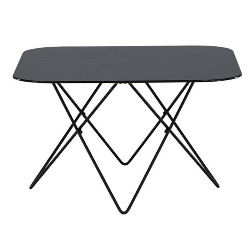 Table basse pied design effet marbre noir MALMA