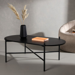 Table basse minimaliste noir en bois et métal PUMBA
