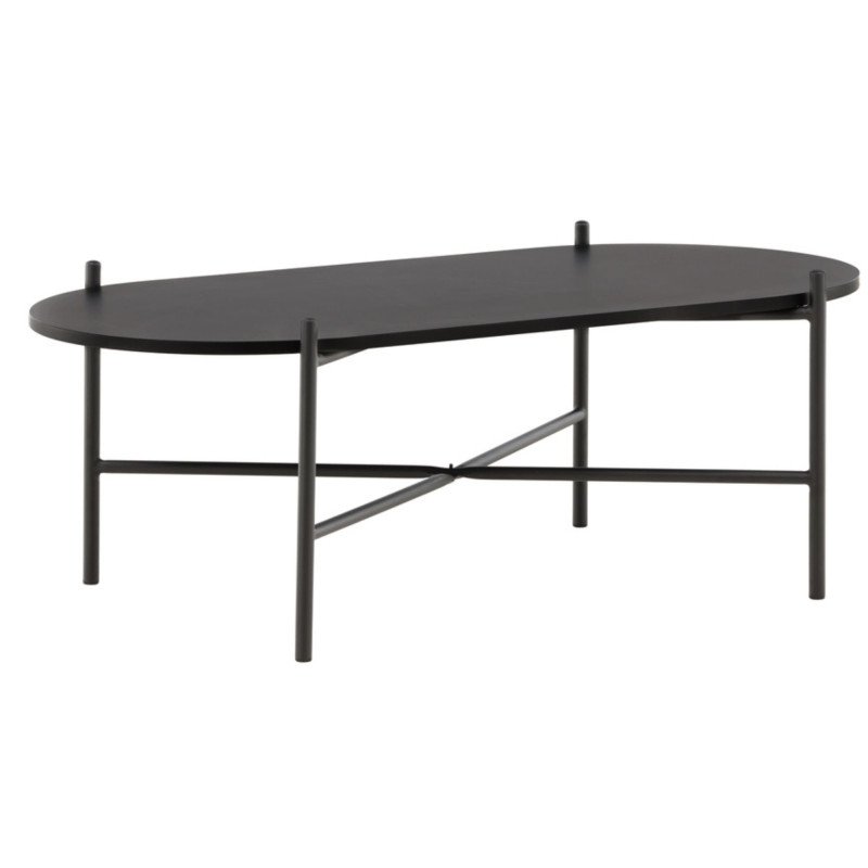 Table basse minimaliste noir en bois et métal PUMBA