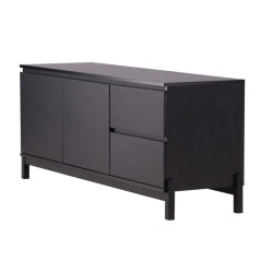 Meuble TV moderne 2 portes 2 tiroirs en bois et métal SKAM