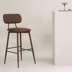 Tabouret de bar avec dossier en simili et métal TILT
