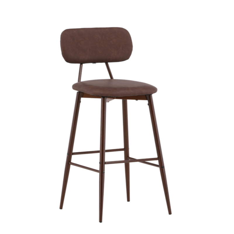 Tabouret de bar avec dossier en simili et métal TILT