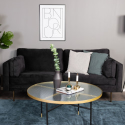 Table basse en métal doré avec plateau en verre BUBLA
