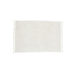 Tapis rectangulaire blanc style bohème en laine 230cm OTHMAN