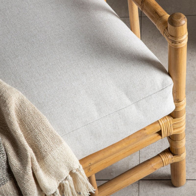 Fauteuil extérieur en bambou avec coussin beige NAKHON
