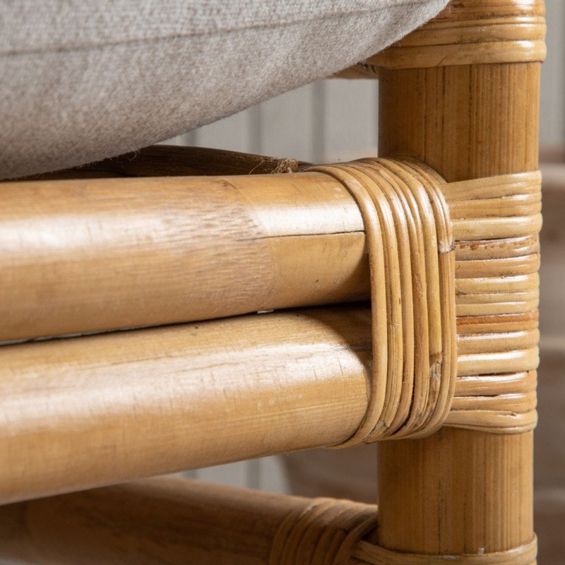 Fauteuil extérieur en bambou avec coussin beige NAKHON