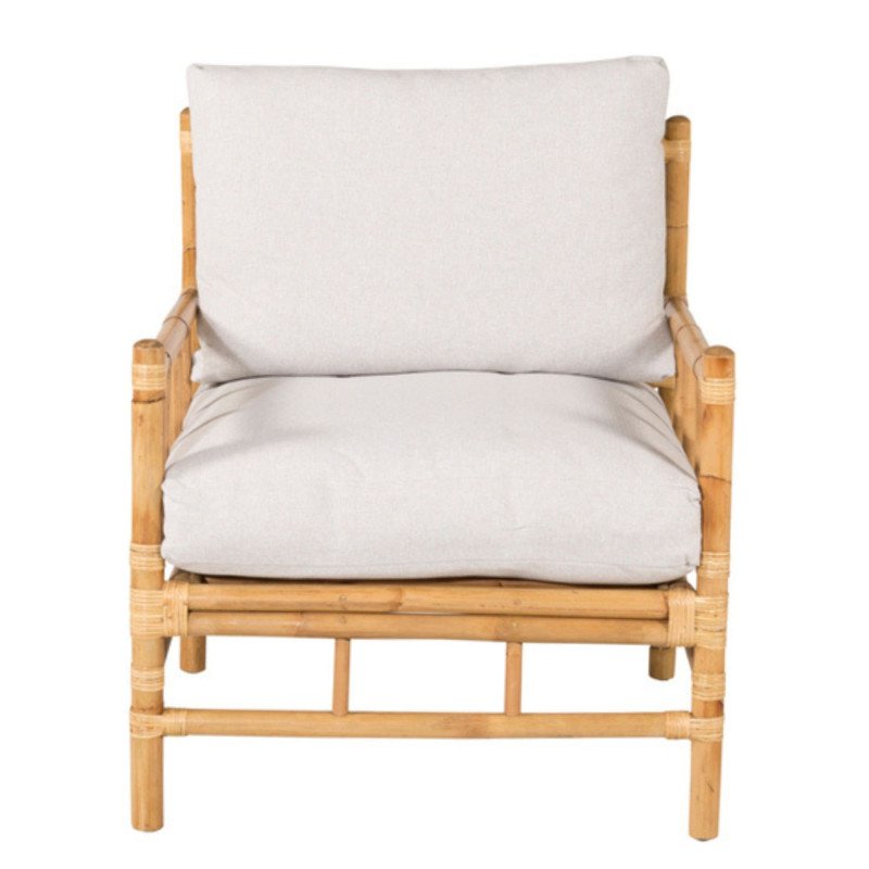 Fauteuil extérieur en bambou avec coussin beige NAKHON