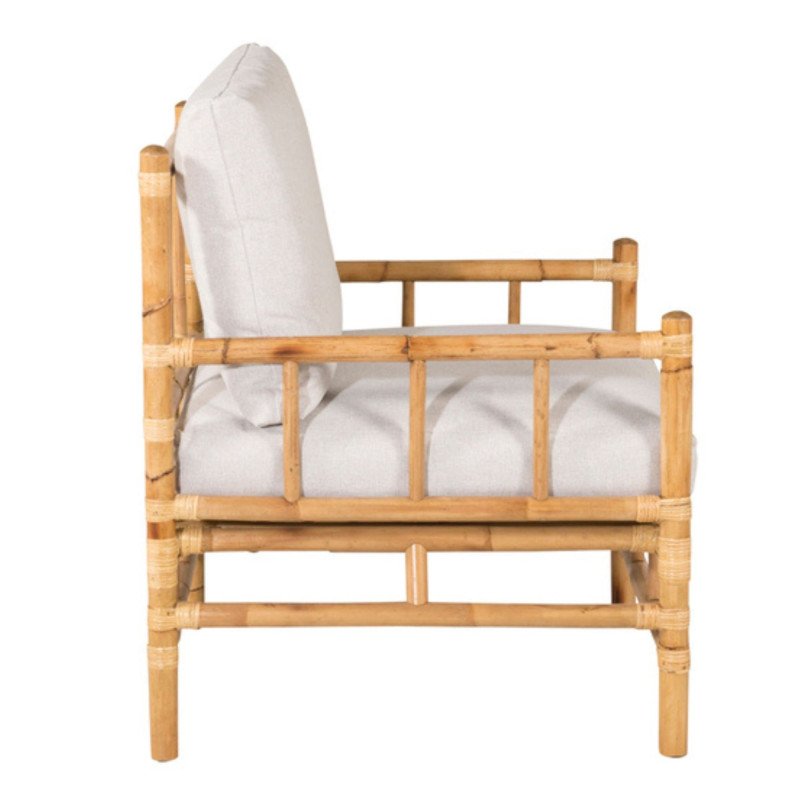 Fauteuil extérieur en bambou avec coussin beige NAKHON