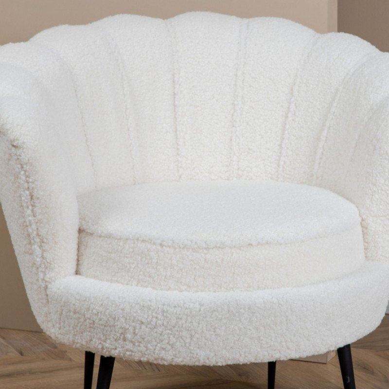 Fauteil blanc tendance en peluche CALVIN