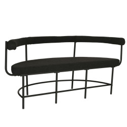 Banc design forme ovale en tissu bouclé noir LEO