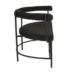 Banc design forme ovale en tissu bouclé noir LEO