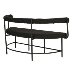 Banc design forme ovale en tissu bouclé noir LEO