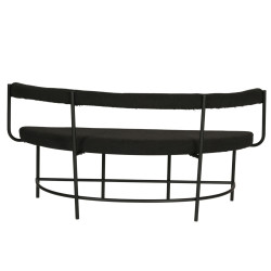 Banc design forme ovale en tissu bouclé noir LEO