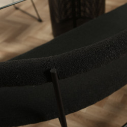 Banc design forme ovale en tissu bouclé noir LEO