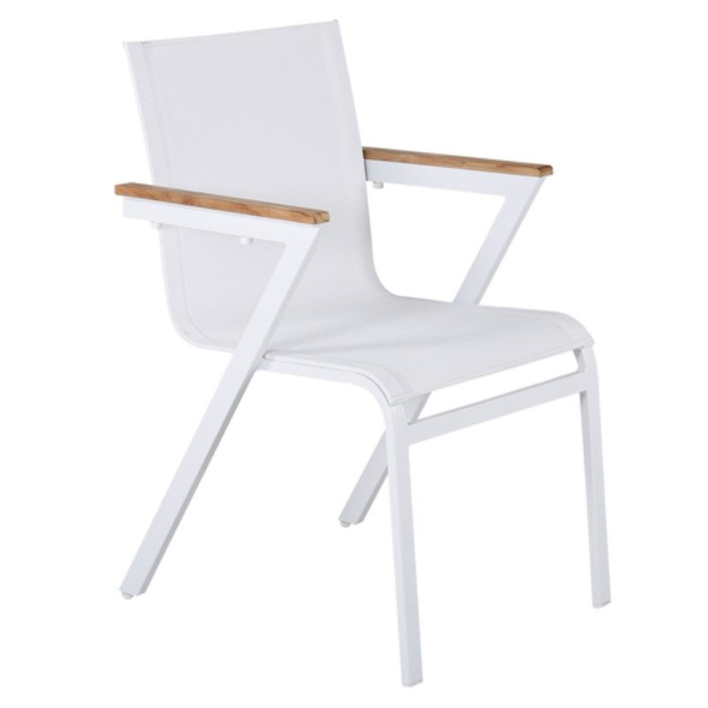 Lot de 2 chaises de jardin design en métal et tissu blanc MERIDA