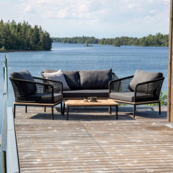 Salon de jardin canapé + fauteuils + table basse PAWL