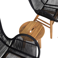 Fauteuil extérieur avec repose-pieds en corde noire CARUPANO