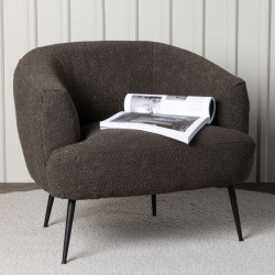 Fauteuil moderne en tissu bouclé gris FREDDY