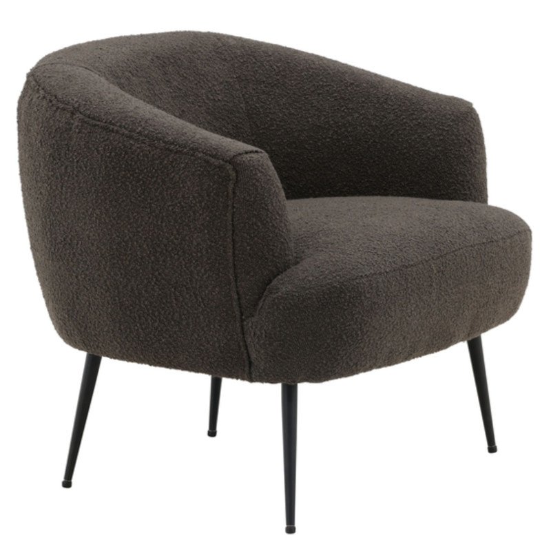 Fauteuil moderne en tissu bouclé gris FREDDY