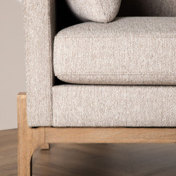 Canapé droit 3 places en tissu beige pieds bois BALBOA