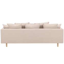 Canapé droit 3 places en tissu beige avec coussins YANN
