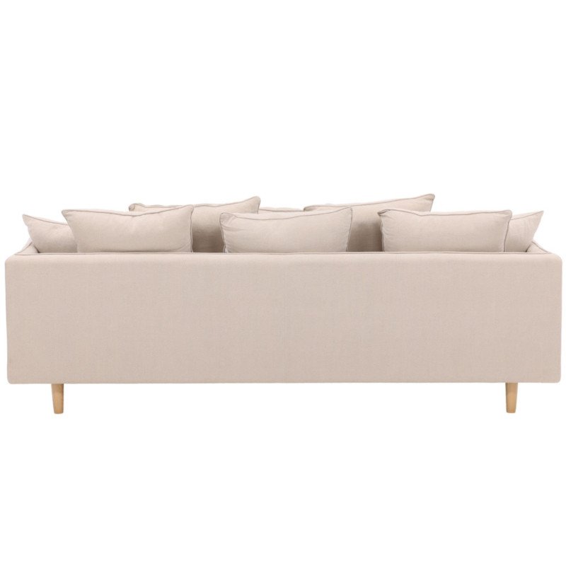 Canapé droit 3 places en tissu beige avec coussins YANN