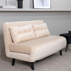 Canapé-lit clic-clac en velours beige PAXO