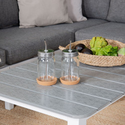 Table basse extérieur 110x60cm effet bois gris NYX