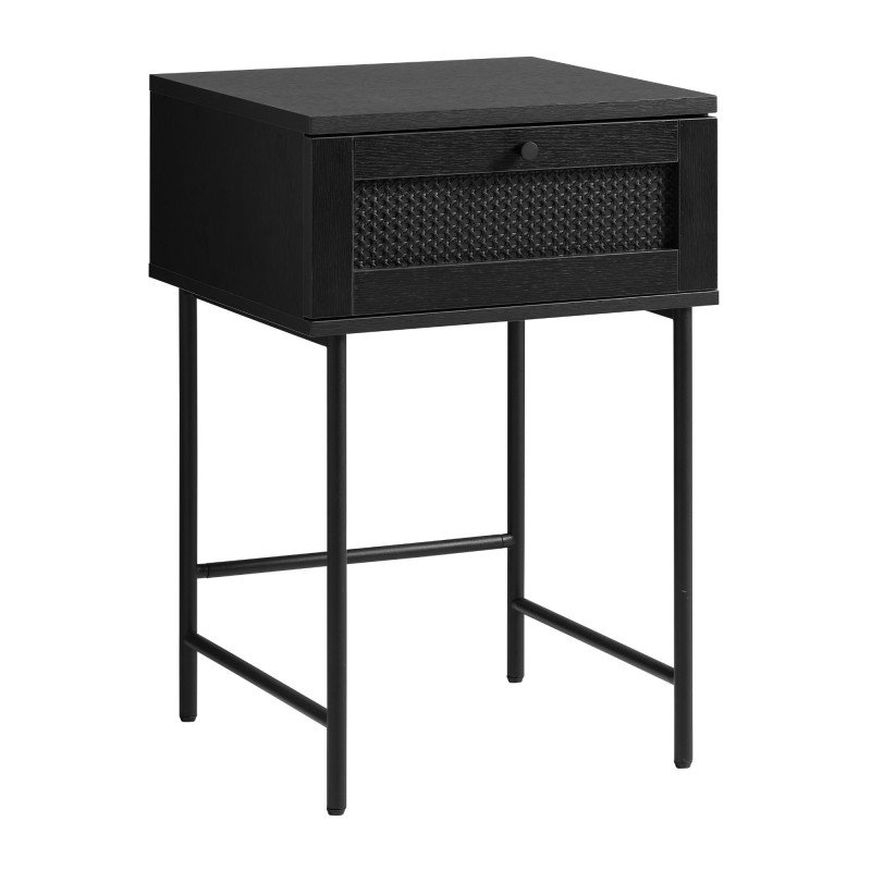 Table de chevet moderne en bois et métal noir TUVALU