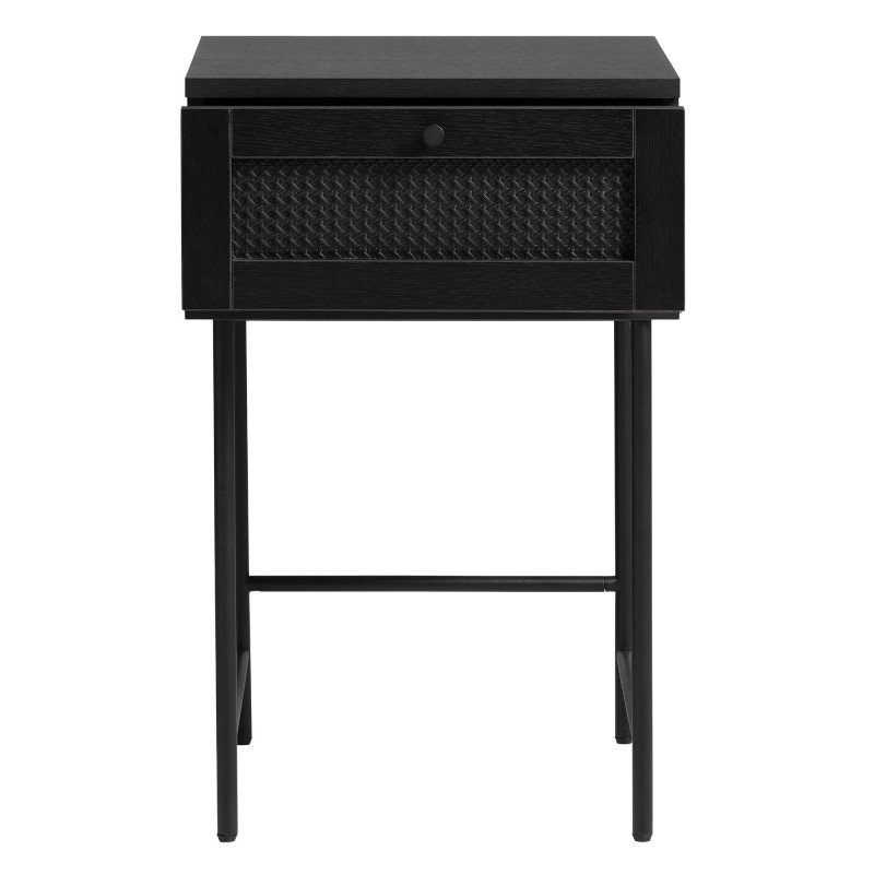 Table de chevet moderne en bois et métal noir TUVALU