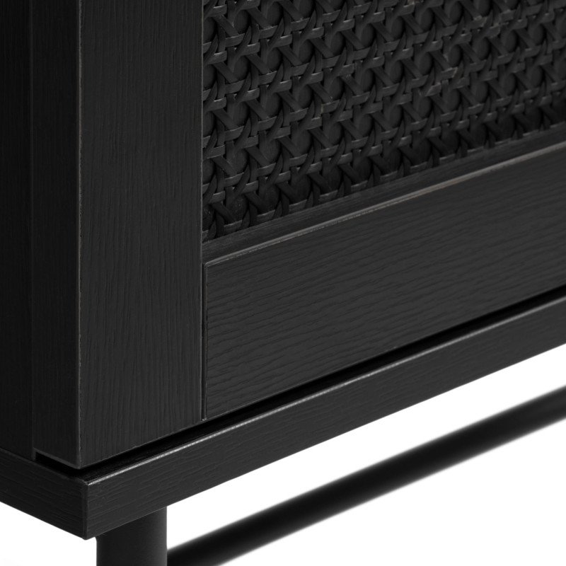 Table de chevet moderne en bois et métal noir TUVALU