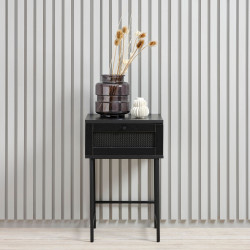 Table de chevet moderne en bois et métal noir TUVALU