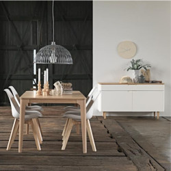 Buffet bas scandinave en bois clair 140 cm VEGAS