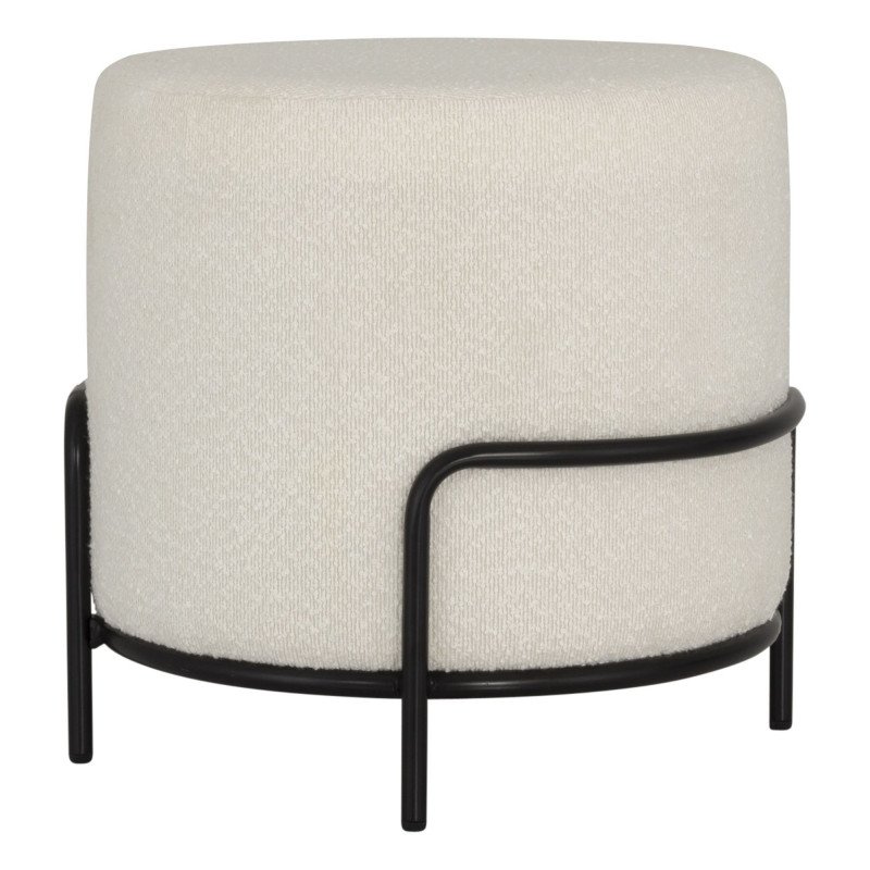 Pouf rond en tissu bouclé blanc BERAWA