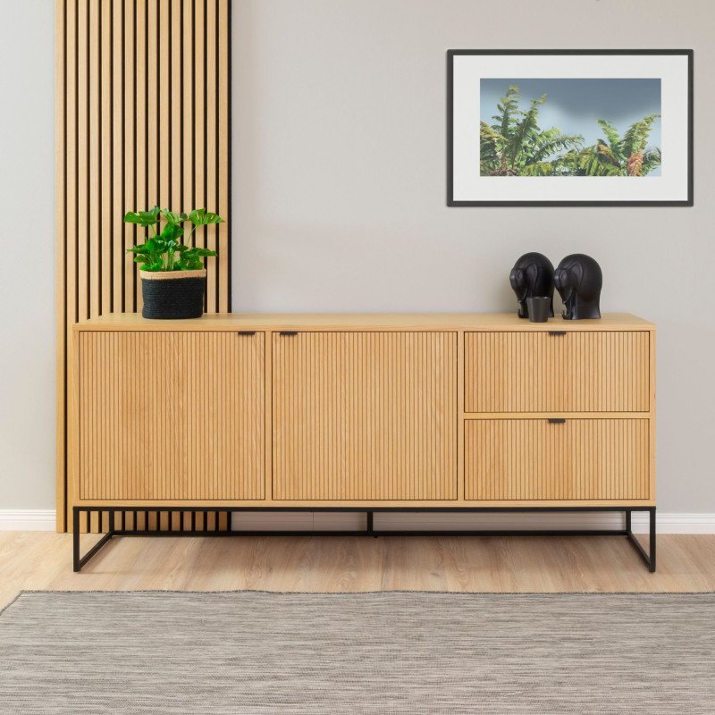 Buffet bas en bois effet tasseaux 176cm UBUD