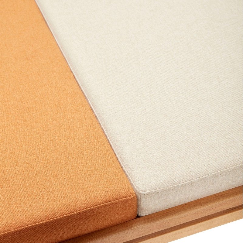 Banc large scandinave en tissu bicolore orange et beige BAKOU