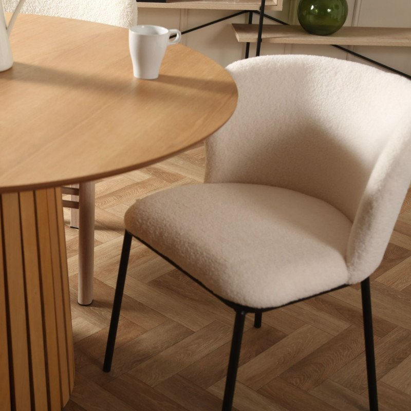 Lot de 2 chaises modernes en tissu bouclé NEYA