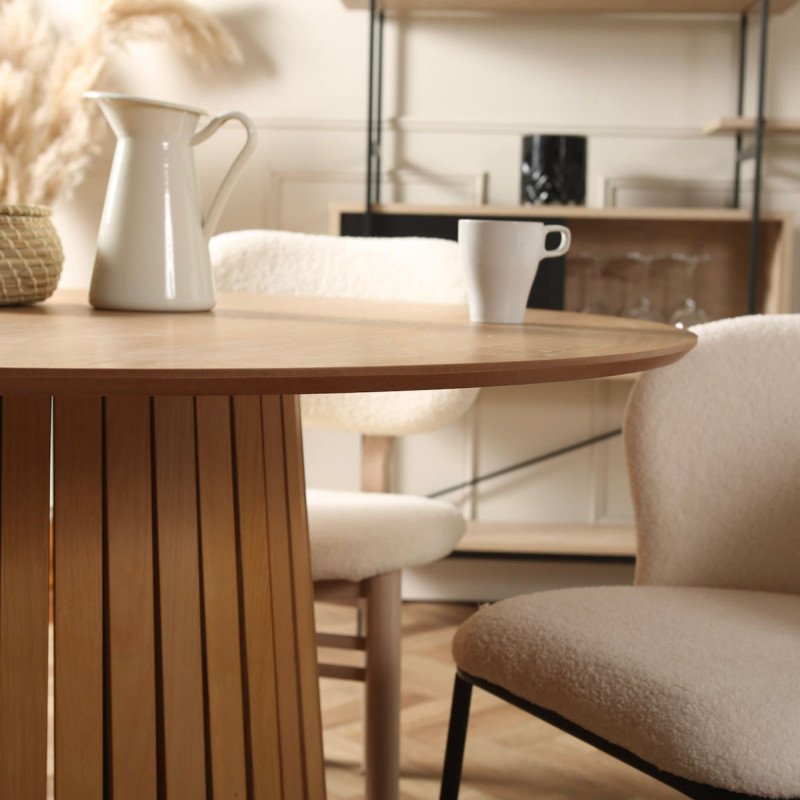 Table à manger ronde 120cm en bois pied central TIANA