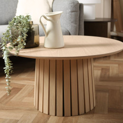 Table basse ronde en bois pied central KRISTIANA