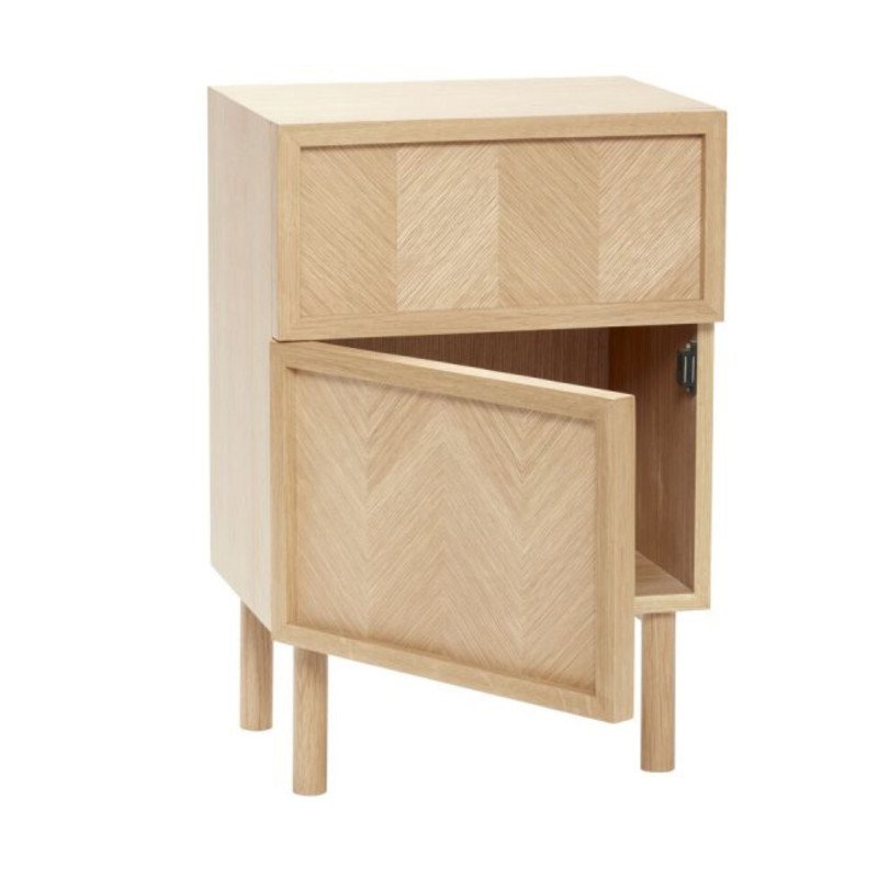 Table de chevet motif chevrons en bois PAMILA