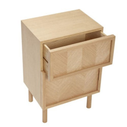 Table de chevet motif chevrons en bois PAMILA
