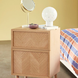 Table de chevet motif chevrons en bois PAMILA