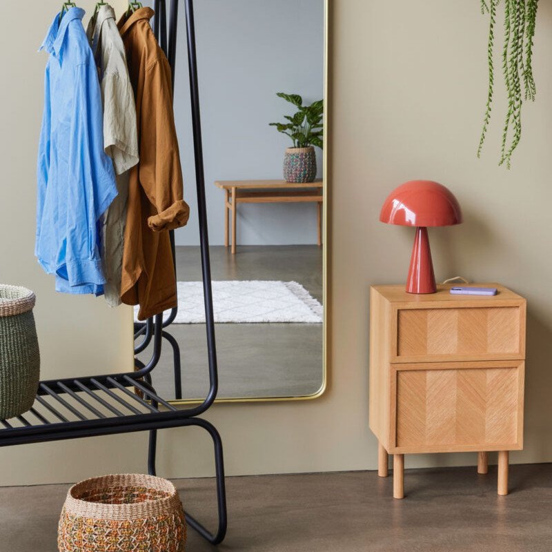 Table de chevet motif chevrons en bois PAMILA