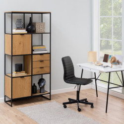 Etagère de rangement 85x40 en bois couleur nature/noir JONAVA