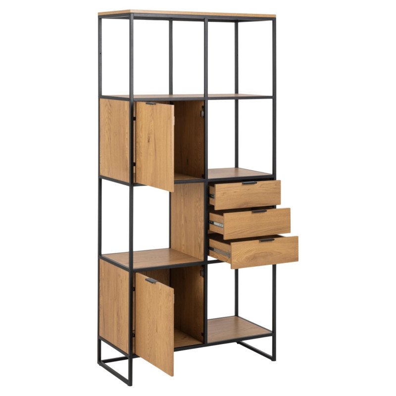 Etagère de rangement 85x40 en bois couleur nature/noir JONAVA
