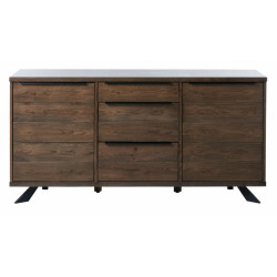 Buffet bas rustique en bois marron 3 sections KIERON