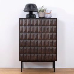 Buffet haut en bois marron et métal noir LATINO