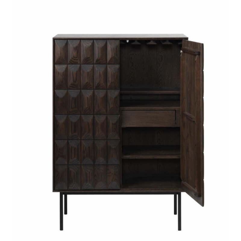 Buffet haut en bois marron et métal noir LATINO