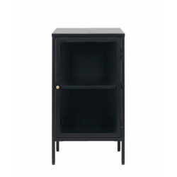 Buffet bas élégant en métal noir 1 porte vitrée MERLIN