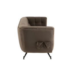 Canapé 2,5 places en velours matelassé marron FAREL